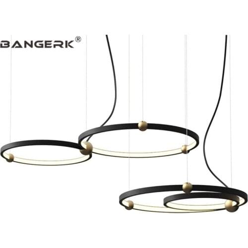 Creative Ring Modern LED Pendant Lamp Droplight Black Iron Acrylic Hanging Light Fixtures Home Deco Indoor Lighting Luminaire