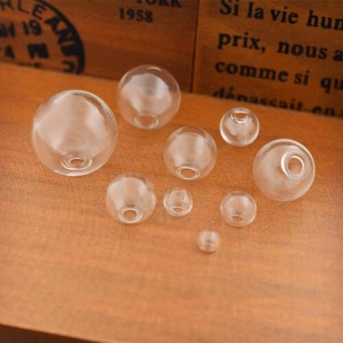 10pieces 6-25mm hollow glass ball with one hole glass globe vial pendant jewelry findings glass bottle locket accessories
