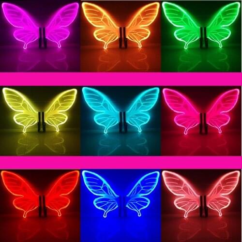 LED Wings Glowing LED Butterfly Wing Fashion Women Lady Luminous Angel Wings Catwalk Show Clothing Light Suits Dance