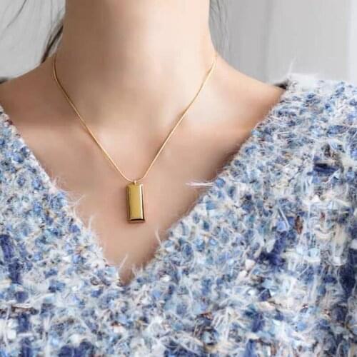 TIMEONLY Statement Square Metal Pendant Neckalces for Women Girls Charms Neckalce 2021 New Simple Elegant Jewellery Hip Hop