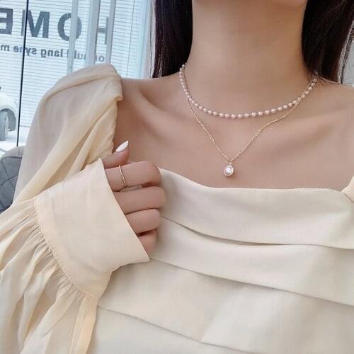 2021 New Sexy Fashion Pearl Choker Necklace Women Retro Double Layer Boho Chain Pendant Necklace Female Jewelry Girl Gift
