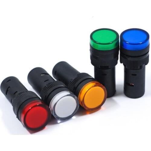 1pc16mm signal led Indicator light blue green red white yellow pilot lamp 12V 24V 220V LED light Signal Lamp