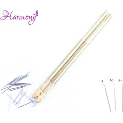 1pcs Cooper Holder + 3pcs Ventilating Needles(1-2,2-3,3-4) Making Lace Wigs Toupee Hairpiece Wig Knotting Hook Sets