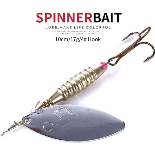 1pcs/lot rotated Sequins spinner Metal Fishing Lures Artificial Spoon Lures with 4# Hook Hard Bait 10cm/17g SP14310