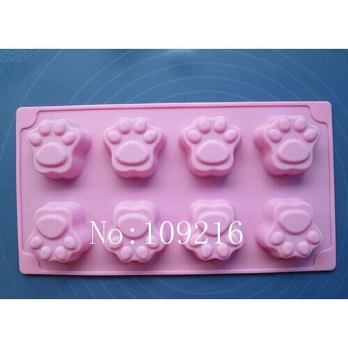 1pcs New style 8-Cats Paw Green Good Quality 100% Food Grade Silicone Chocolate/Jelly/Pudding/Ice/Candy DIY Mold
