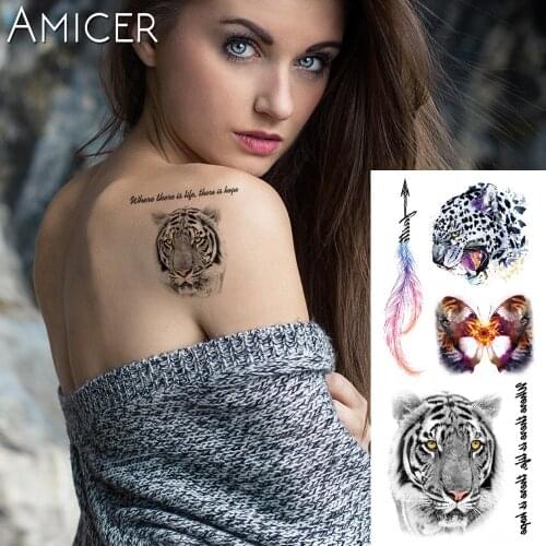 1 piece Fantasy Color Lion tiger leopard Fox Hot Large animal Temporary Tattoo Waterproof Tattoo Sticker for women men