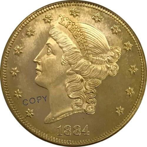 1884 United States 20 Twenty Dollars Liberty Head Double Eagle with motto Gold coin Brass Collectibles Copy Coin