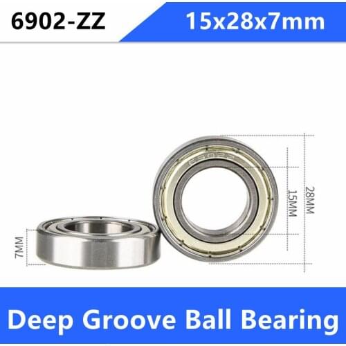 100pcs/lot 6902ZZ thin wall bearing 6902 6902Z 61902ZZ shielded deep groove ball bearings 15x28x7 mm