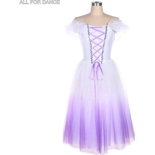 Ombre Purple With Ribbon Bodice Long Romantic Ballet Tutu Girls&Women Ballet Tutu Stage Performance Ballet Costume Dance Tutu