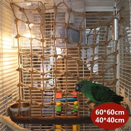 40*40cm/60*60cm Parrot Climbing Hemp Rope Net with Hook Pet Bird Toy Climbing Stand Net Hammock Bird Hanging Climbing Swing Toys