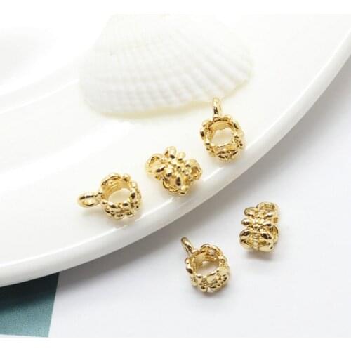 8PCS 5x9MM 14K Gold Plated Bail Beads DIY Bracelet Necklace Pendant Charm Spacer Connector Tube Bails Cord Bails Findings