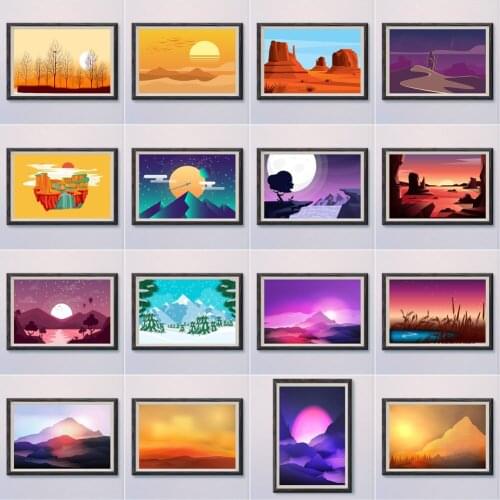 8 Nordic Solid Color Scenery Abstract Aestheticism Watercolor Plane Geometric Wall Silk HD Poster Nice Art Decoration Gift