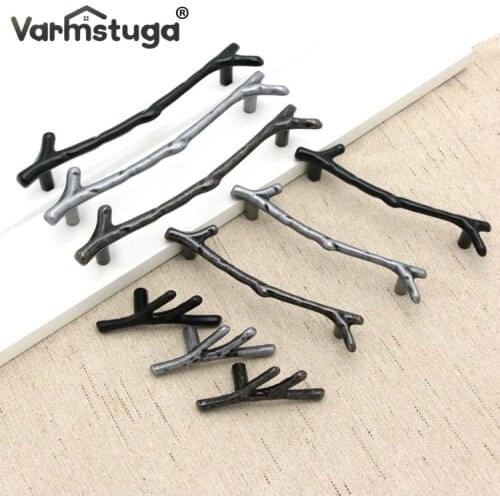 96mm 128mm Fashion Tree Branch Furniture Handle Black Silver Bronze Kitchen Cabinet Handles Drawer Knobs Door Pulls Hardware