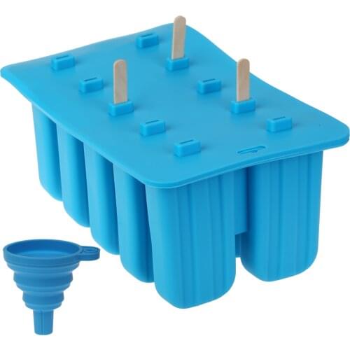 Silicone Popsicle Mold + 100 Wooden Sticks-10 Cavity-Ice Cream Molds Maker-BPA Free-Resuable Easy Release Kitchen Accessories