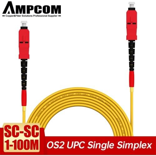 AMPCOM SC SC Fiber Patch Cable Simplex 9/125 SC/UPC to SC/UPC Singlemode Jumper Single Mode Patch-Cord sc/sc SMF
