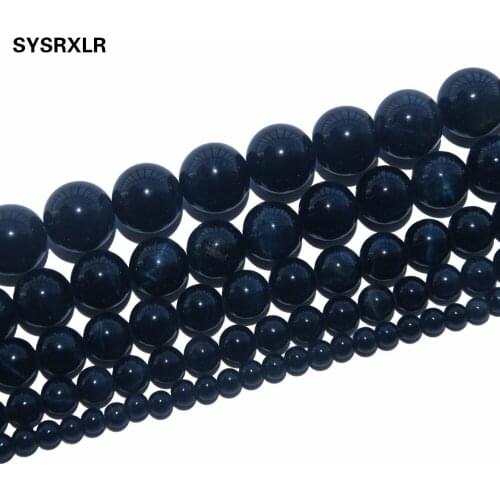 Free Shipping High-Quality Natural Stone Deep Blue Tiger Eye Round Beads For Jewelry Making DIY Bracelet Necklace 4 6 8 10 12 MM