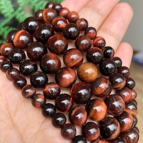 Natural Stone Red Tiger Eye Round Loose Beads 4/6/8/10/12mm 15'' Strand Pick Size For Handmade Jewelry Making Accessories