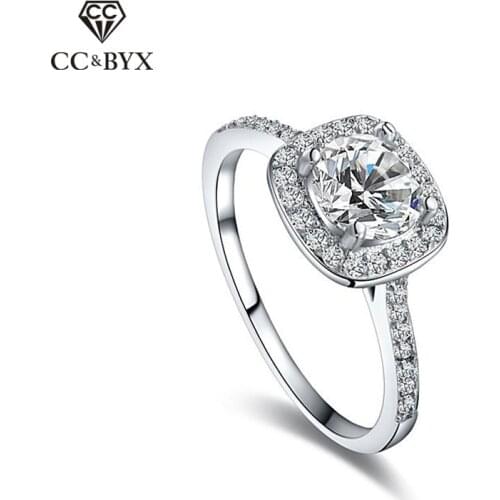 CC Jewelry S925 Square Ring Engagement Wedding Rings for Women Vintage Anillo Bijoux Bague Fashion Anel Drop Shipping CC035