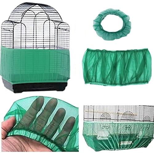 Nylon Mesh Bird Cage Cover Shell Skirt Net Easy Cleaning Catcher Guard Bird Cage Accessories Airy Mesh Parrot Bird Cage Net