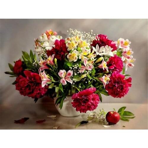 Flowers Vase Roses DIY Embroidery Cross Stitch 11CT Kits Needlework Craft Set Printed Canvas Cotton Thread Home Design