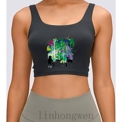 Wildlife Women Tank Top Cute Design Humor Vintage Original O-Neck Cotton Spring Crop Top