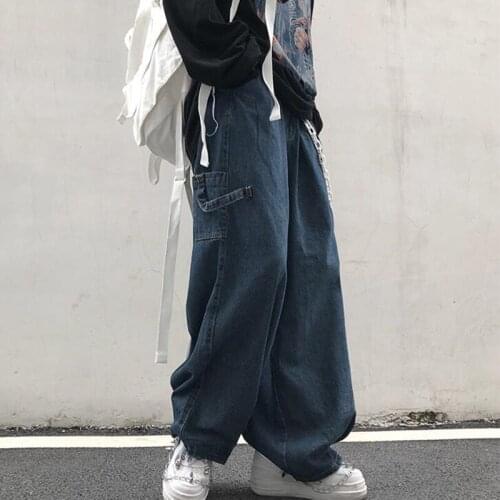 Harem Jeans Men Women Denim Pants Wide Leg Trousers Loose Baggy Japan Overalls Street Hiphop Jeans Cargo Pants