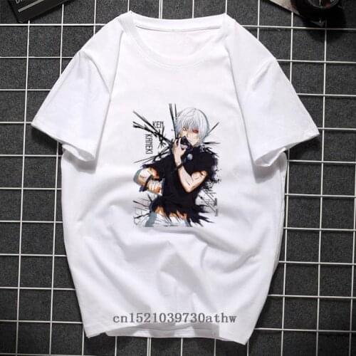 Horror T Shirts Tokyo Ghoul Streetwear Printed Men T-shirt Japan Anime Kaneki Ken Hip Hop Harajuku Summer Tshirt 100% Cotton