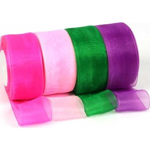 Hot Sale (45meters/Roll) 2'' 5cm Transparent Organza Ribbon Wedding Party Christmas Decoration Weaving DIY Gift Box Packing Belt