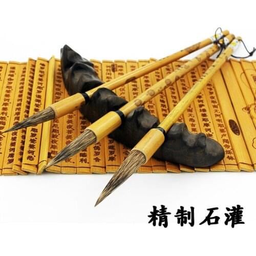 Stone irrigation sheep hair yellow and bear hair wolf hair black and large, medium and small block writing brush Chinese