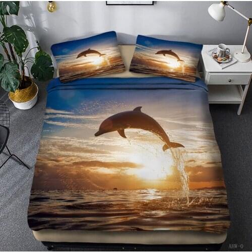 Sea Animal Dolphin 3D Print Comforter Bedding Sets Queen Twin Single Size Duvet Cover Set Pillowcase Home Textile Luxury Scenery