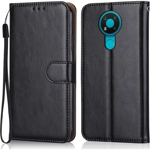 Folio Luxury Leather Case for On Nokia 5.3 TA-1234, TA-1223, TA-1227, TA-1229 Wallet Stand Flip Case Phone Bag With Strap