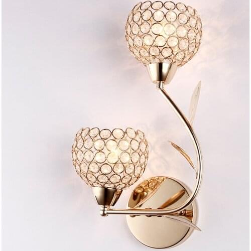 Modern creative golden crystal wall lamp bedroom hotel bedside lamp aisle corridor sconce living room store wall mounted light