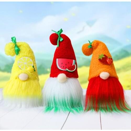 Summer Lemon Strawberry Gnome Tomte Nisse Scandinavian Swedish Elf Home Farmhouse Kitchen Decor Shelf Tiered Tray Decorations