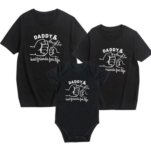 Daddy&Son Daughter Best Friend for Life Summer Family Matching T Shirts Cotton Short Sleeve Clothes Father Kids Tees Baby Romper