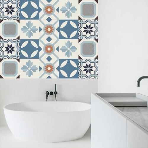 European Style Mosaic Retro Tile Sticker Home Decor PVC Adhesive Wallpaper Bathroom Decor Floor Art Mural Poster
