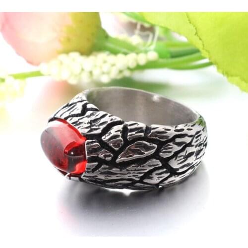 New red stone ring male titanium steel mens ring manufacturers manufacturers free shipping