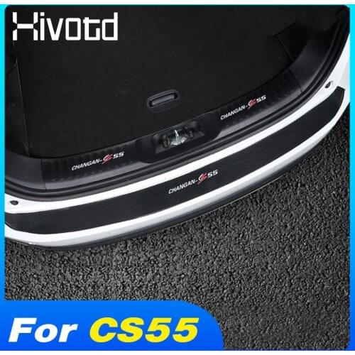 Hivotd Rear Bumper Cover Sticker Car Styling PU Leather Protection Accessories Anti-Scratch Parts For Changan CS55 2017-2020