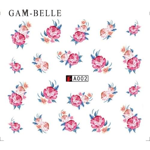 Gam-Belle 1 Sheet Mixed Color Floral Pattern Nail Art Sticker Full Cover Nail Wraps Decals Water Transfer Nail Art Decoration