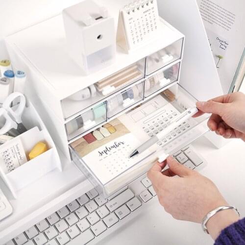 Cute Capacity Drawer Type Desktop Jewelry Desk Make Up Storage Box Pen Holder Organizer Pencil Box School Office Stationery