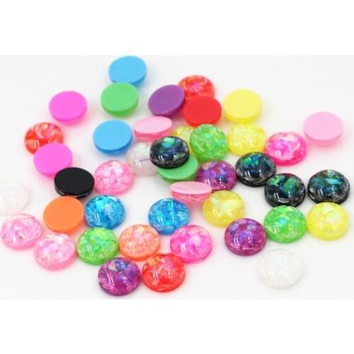 New Fashion 8mm 40pcs/Lot Mix Color Built-in metal foil Flat back Resin Cabochons Cameo V7-02