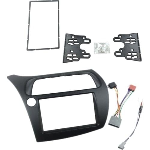 NEW-For Honda Civic Double Din Fascia Radio Dvd Stereo Cd Panel Dash Mounting Installation Trim Kit Face Frame Bezel with Wire H