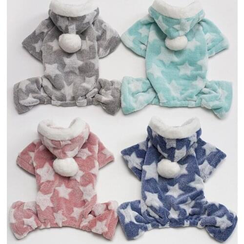 Pet Dog Five-Pointed Star Pattern Clothes Winter Keeping Warm Soft Cotton Hoodie Coat For Small Dags DC730