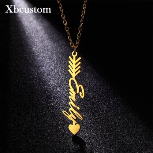 Personalized Custom Name Necklace for Women Gold Arrow Nameplate Necklace Pendant Stianless Steel Chain Choker BFF Jewerly Gift