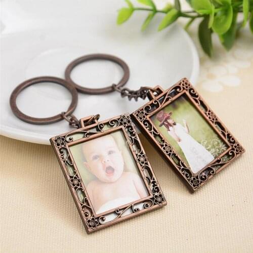 Personalized wedding party guest souvenirs stainless steel picture frame key chain key ring LX1696