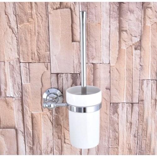 Polished Chrome Toilet Brush Cup and Holder Durable Toilet Pendant Bathroom Hardware Set Bathroom Accessories zba795