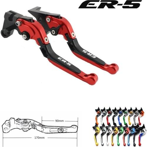 For Kawasaki ER-5 ER5 2004-2005 green and titanium CNC adjustable folding extendable motorcycle brake clutch levers