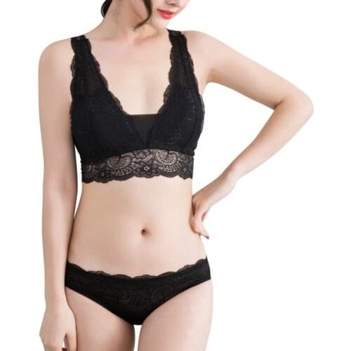 Sexy Lingerie Bra Set Embroidery Floral Push Up Lace Bra and Panty Girls Underwear Black Red White Big Size Bras Panties Women