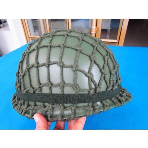 WW2 US ARMY M1 GREEN HELMET DOUBLE SHELL HELMET WITH CAMOUFLAGE WEBBING NET