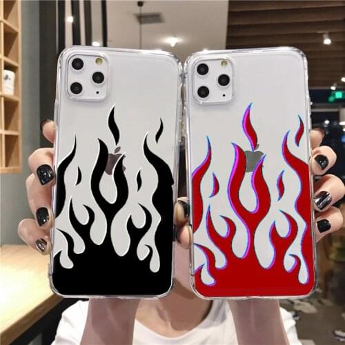 Fashion Red Blue Flames Fitted Case for iPhone 11 Pro MAX XS Max XR X 7 8 6S Plus 12mini 12pro max Case TPU Silicone Cover Shell