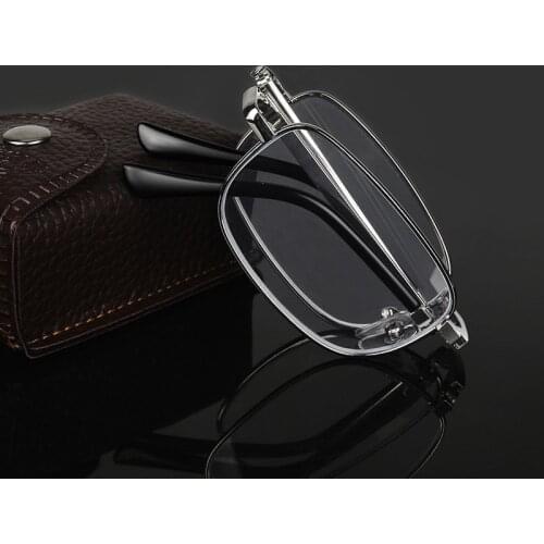 Men Foldable Reading Glasses Folding Presbyopia Women Metal Retro Computer Reading Glasses With Case 1.0 1.5 2.0 2.5 3.0 3.5 4.0